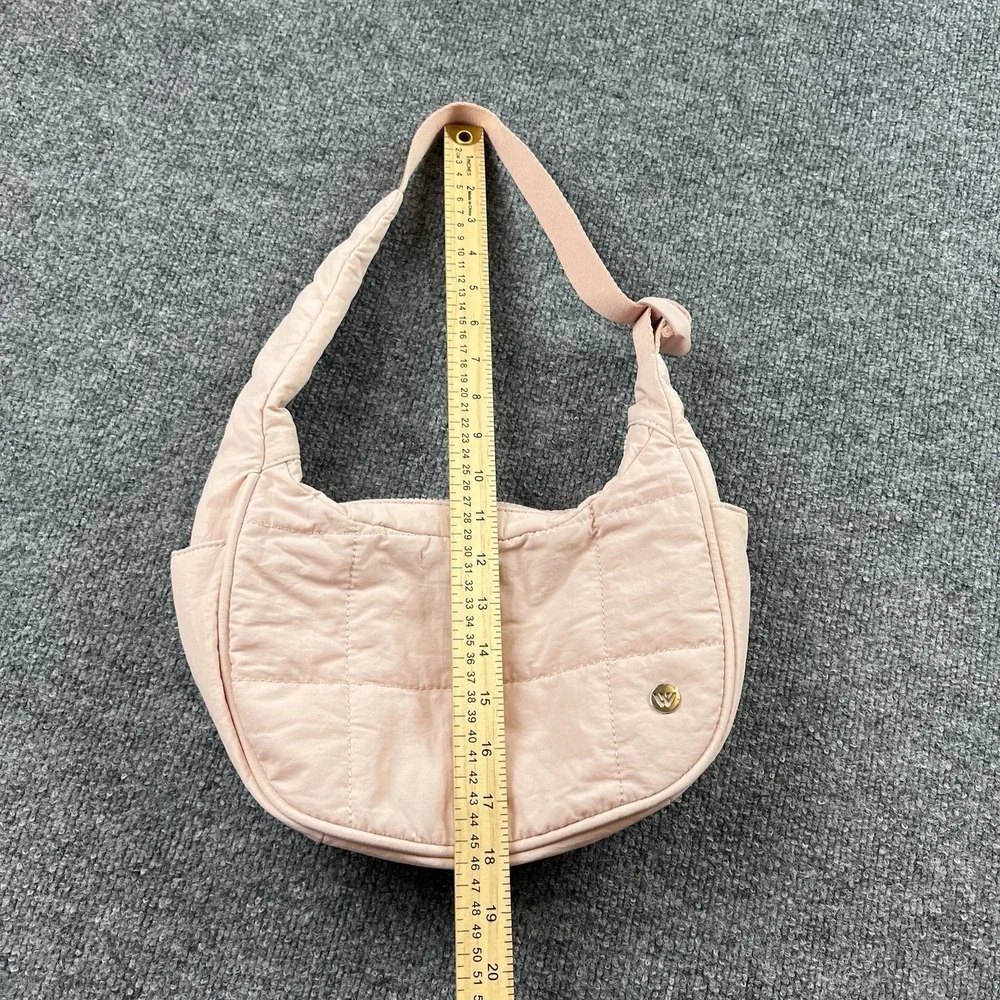 Westbronco Blush Pink Quilted Mini Hobo Bag Zip Top Adjustable Strap‎ W Logo